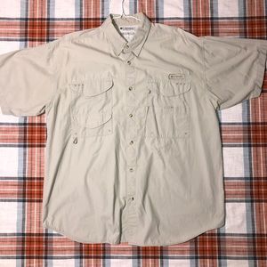 Columbia Mens PFG Large Short Sleeve Buttondown Bahama Shirt Prof. Fishing Gear